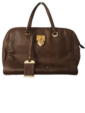 Bulldog Cases Brown Faux Leather Conceal Carry Handbag with Gold Heart Lock